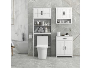 Meuble wc dessus de toilette armoire de rangement de salle de bain avec niches placard à double porte réglable étagère