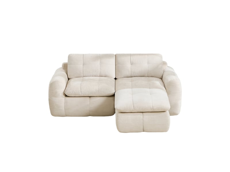 Canapé d’angle modulable 2 places en chenille beige – 194 x 160 x 68 cm Fay Lum - Conforama A