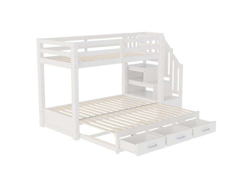 Lit superposé 90x200 cm avec lit gigogne 90180x190 cm et rangements en bois blanc desmiu ORFRLDB00526AAK - Conforama A