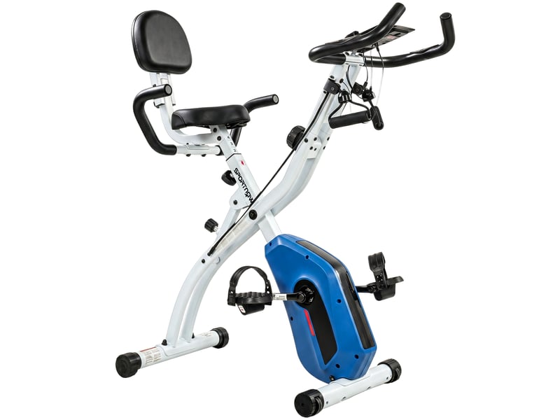  Vélo d'appartement pliable vélo de fitness 3 en 1 silencieux connecté kinomap bluetooth et zwift 105x53,5x109cm bleu  - Conforama B