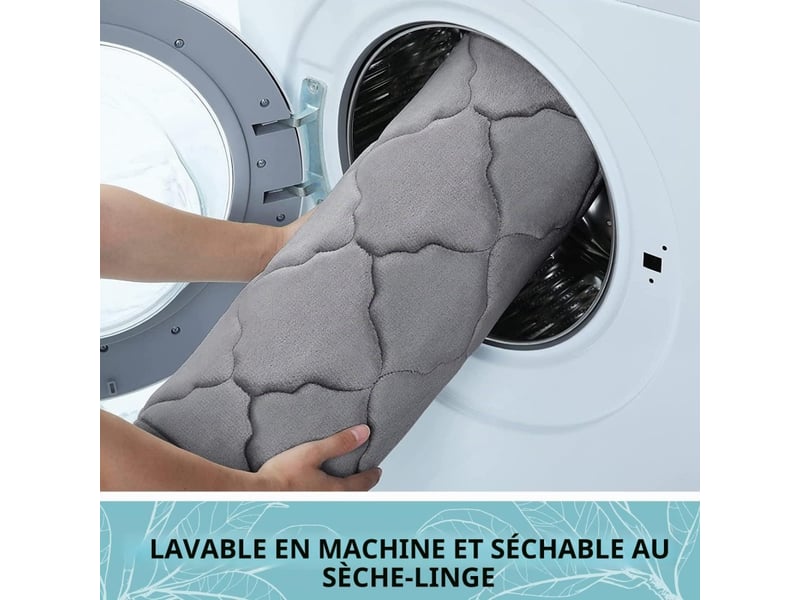  Tapis de bain antiderapant,tapis salle de bain en mousse à mémoire douce, absorbant,lavable en machine - 40 x 60 cm, noir  - Conforama D