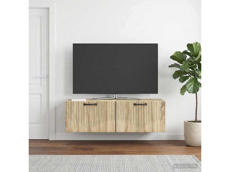  Meuble tv - banc tv - meuble de rangement mural chêne sonoma 98 x 31 x 30 cm bois d'ingénierie  - Conforama D