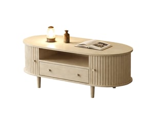 Table basse ovale coloris naturel <strong></strong> <strong>Fay Lum</strong> - 50 cmx100 cm