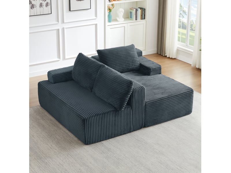 Canapé d'angle modulable 238x152x66 cm – gris foncé – sans montage, confort moelleux et usage nuit - Conforama E