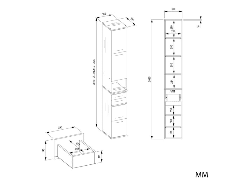  Lior - Meuble d'entrée - armoire avec siège et penderie - 110x202,5x35 cm – Chêne artisan / Noir  - Conforama C