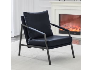 Fauteuil de lecture 67 x 67 x 80 cm – noir – simili cuir rembourré, cadre métallique industriel robuste