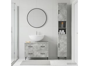 Ensemble de 2 meubles de salle de bain haarlem gris béton cf63165
