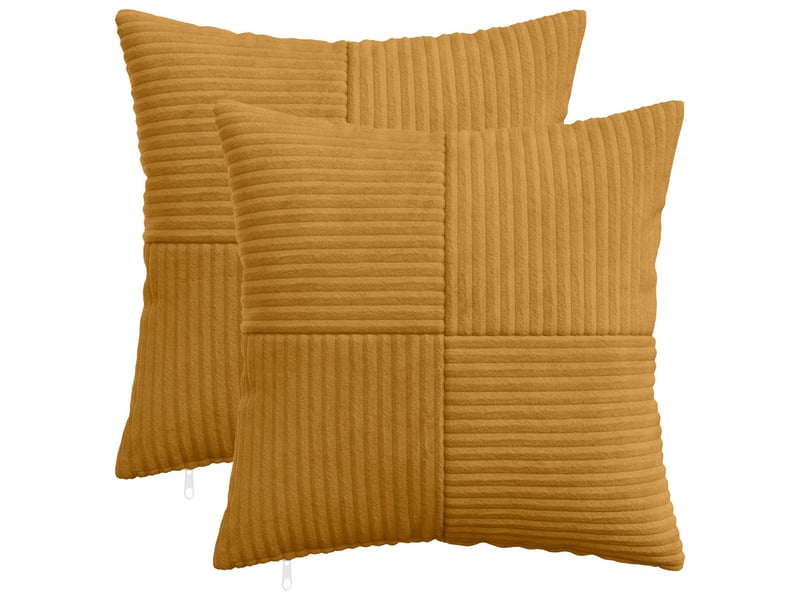  Lot de 2 housses de coussin almelo jaune 45 x 45 cm velours côtelé cf49395  - Conforama B