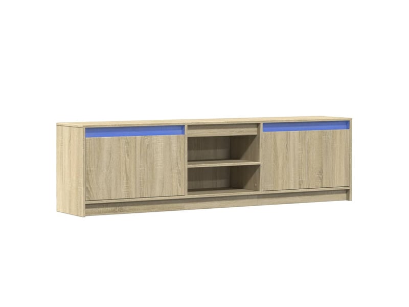 Meuble tv - banc tv - meuble de rangement avec led chêne sonoma 180x34x50 cm bois d'ingénierie - Conforama C