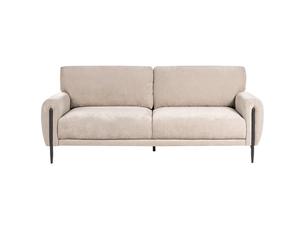 Canapé droit fixe   3 places Tissu beige avec coffre de rangement