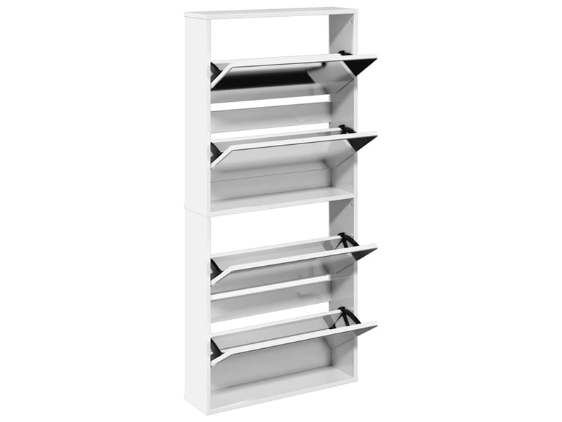  Meuble à chaussure, armoire à chaussures miroir 4 niveaux blanc brillant  - Conforama C