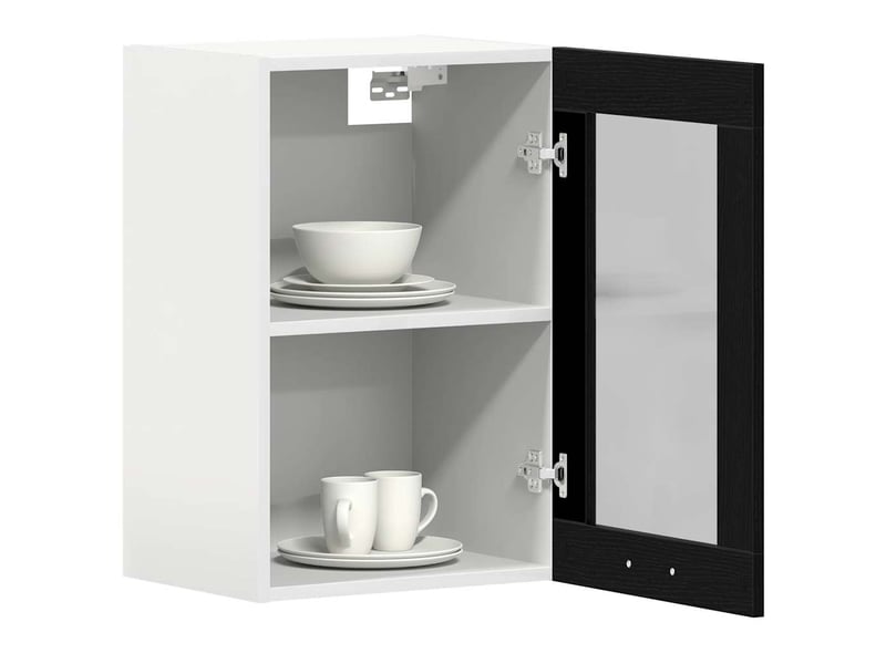  Vitrine suspendue en chêne noir 40x31x60cm bois d'ingénierie  - Conforama D