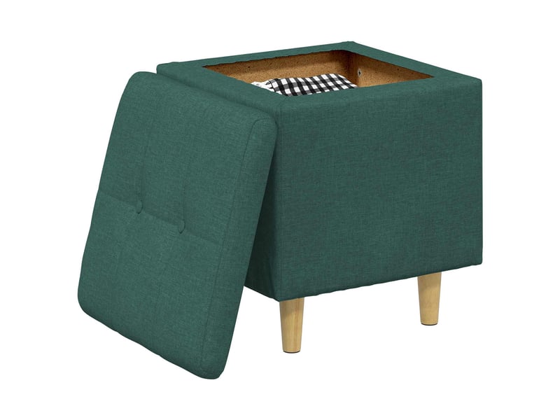  Ottoman, repose pied salon avec rangement vert foncé 40x40x45 cm tissu  - Conforama C