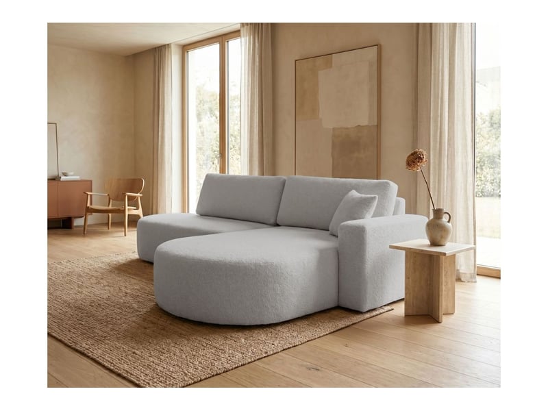  Canapé d'angle max réversible et convertible kiara 5 places en tissu bouclette - gris clair KIARA - Conforama B