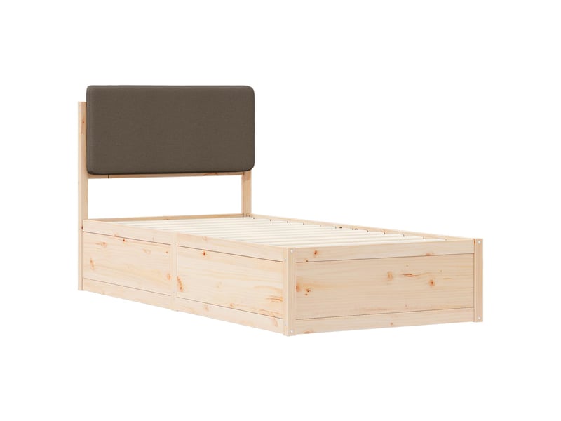  Lit simple- lit adulte -  cadre de lit avec tête de lit rembourrée taupe 90 x 200 cm  - Conforama C