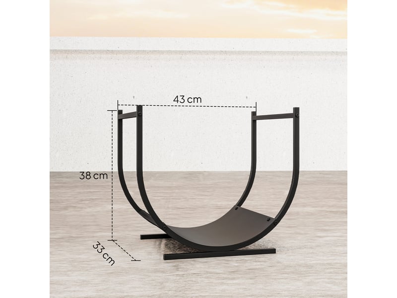  Range-bûches en métal noir, base incurvée stable, 43 x 33 x 38 cm, charge 20 kg  - Conforama E