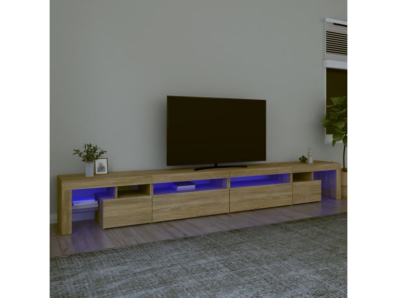  Meuble tv - banc tv - meuble de rangement avec lumières led chêne sonoma 290x36,5x40 cm  - Conforama B