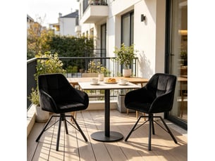 Chaise de salle à manger pivotante 360°57x50x82,5cm avec accoudoirs en métal noir lot de 2