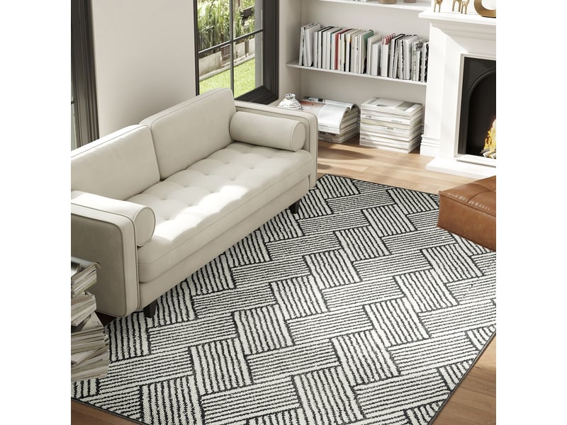  Tapis salon 200 x 140 cm poils courts lavable en machine hypoallergénique pour salon, chambre à coucher, gris, bureau  - Conforama D