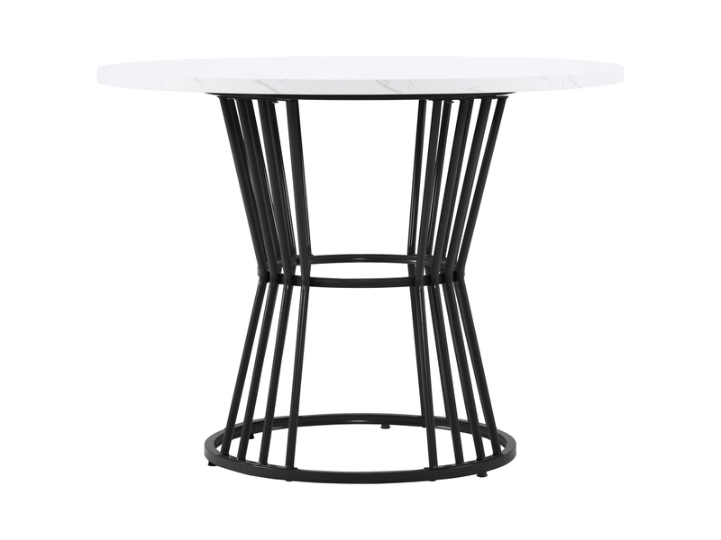  Table à manger ronde en mdf avec motif de marbre,cadre en métal,100x100cm,blanc table blanc - Conforama D