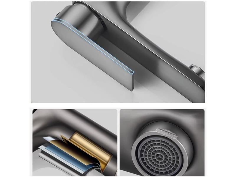  Robinet de lavabo à poignée unique – double commande eau chaudeeau froide – anti-éclaboussures – gris anthracite - hrc0000728tby HRC0000728TBY - Conforama C