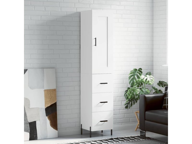  Buffet haut - bahut - meuble de rangement blanc 34,5x34x180 cm bois d'ingénierie  - Conforama B