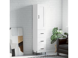 Buffet haut - bahut - meuble de rangement blanc 34,5x34x180 cm bois d'ingénierie