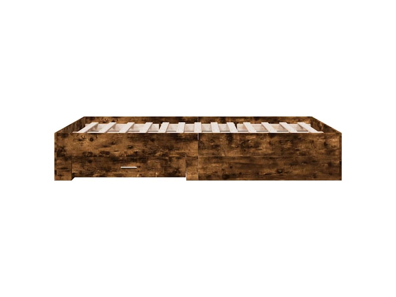  Lit double- lit adulte -  cadre de lit avec tiroirs sans matelas chêne fumé 135x190 cm  - Conforama D