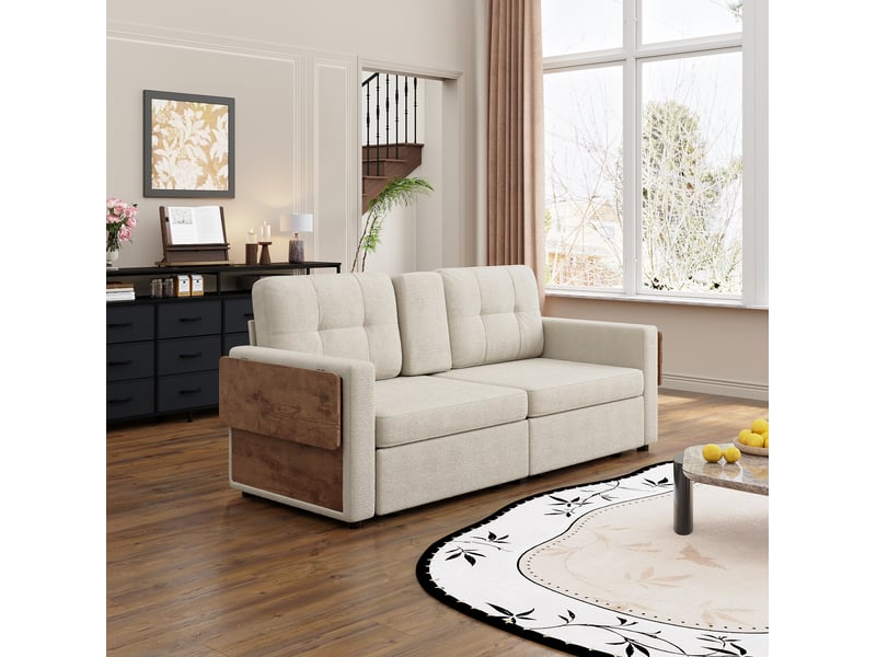 Canapé 2 places avec rangement, tablettes rabattables et porte-gobelets homvra - Conforama D