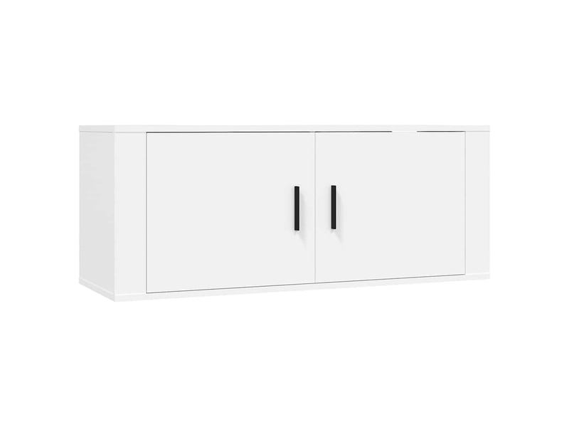  Lot de 2 meuble tv mural, meuble tv suspendu blanc 100x34,5x40 cm  - Conforama D