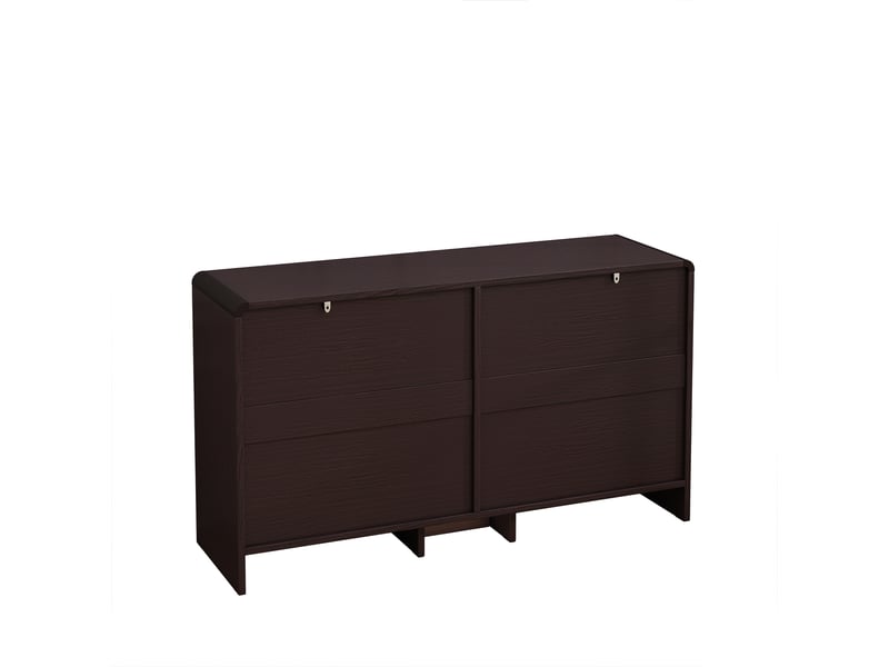  Armoire d'angle modèle rattan 130 cm, brun rougeâtre, 6 tiroirs, rangement rotin salon cuisine  - Conforama D