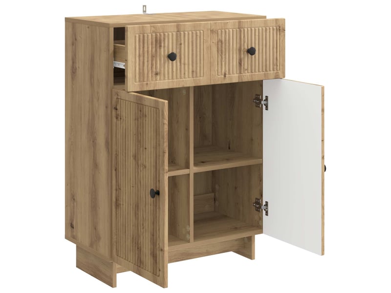 Buffet - bahut - meuble de rangement chêne artisanal 66 x 34,5 x 90 cm bois d'ingénierie  - Conforama E