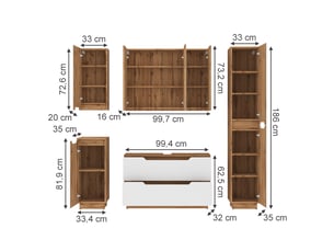 Vicco meubles bain, blanc, 5 pièces