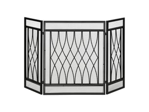 Grille de protection pour cheminée - pare-feu large pour cheminée ou poêle - pare-étincelles - barrière de sécurité - 3 volets pliables - métal noir