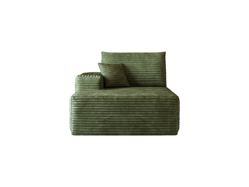 Canapé méridienne gauche vert en velours côtelé 1 place 175x95x83cm - Conforama E