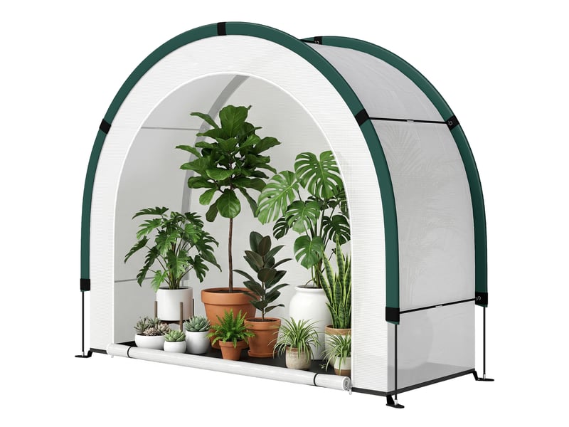  Serre de jardin pliable et portable, petite serre de balcon en bâche pe et porte zippée, 200 x 80 x 164 cm, vert  - Conforama B