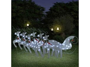 Décoration de noël renne et traîneau 140 led extérieur blanc