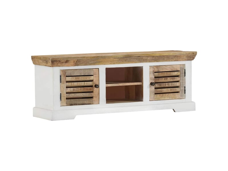  Meuble tv - banc tv - meuble de rangement 110x30x40 cm bois massif de manguier  - Conforama B