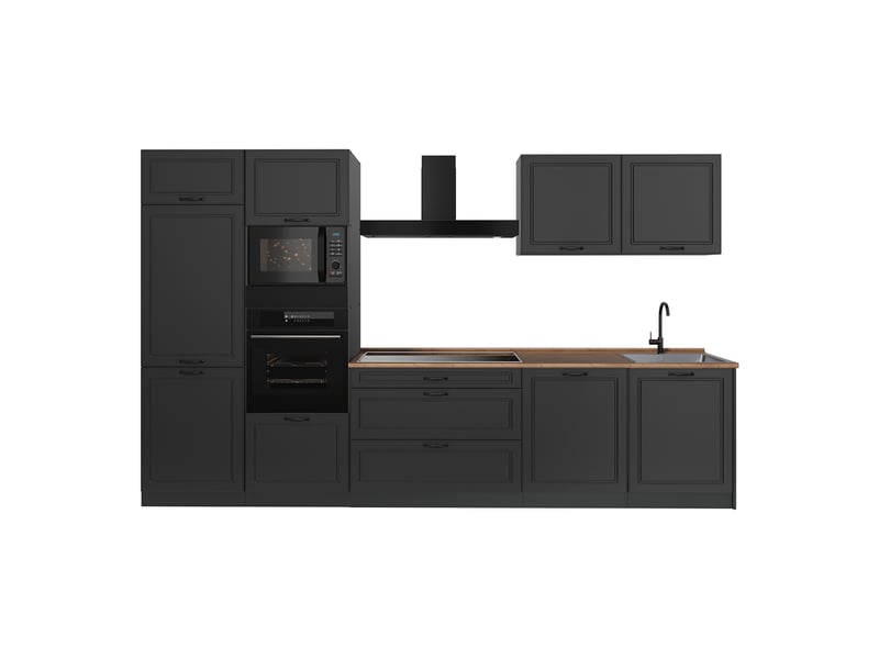  Vicco cuisine, anthracite campagneanthracite, 340cm plan de travail chêne doré  - Conforama A