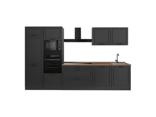 Vicco cuisine, anthracite campagneanthracite, 340cm plan de travail chêne doré