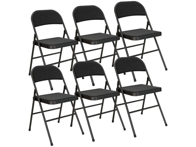  Lot de 6 chaises pliantes chaises de salle à manger portables cadre en acier noir 45 x 46 x 78 cm  - Conforama B