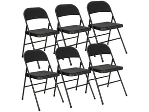 Lot de 6 chaises pliantes chaises de salle à manger portables cadre en acier noir 45 x 46 x 78 cm