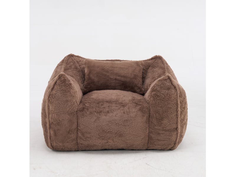 Fauteuil pouf géant 123x97x73 cm – kaki – coussin inclus, dossier enveloppant et mousse haute densité - Conforama D