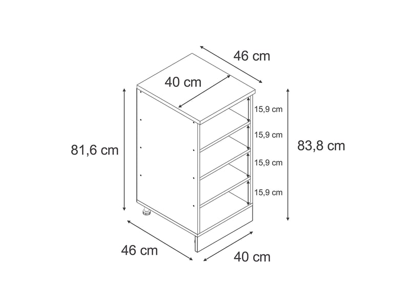  Vicco meuble sous pente, chêne doréchêne doré, 40x46cm sans pente, ouvert  - Conforama B