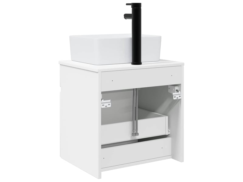 Meuble de lavabo mural, rangement salle de bain blanc 49x41x63cm bois d'ingénierie shl5962 - Conforama D