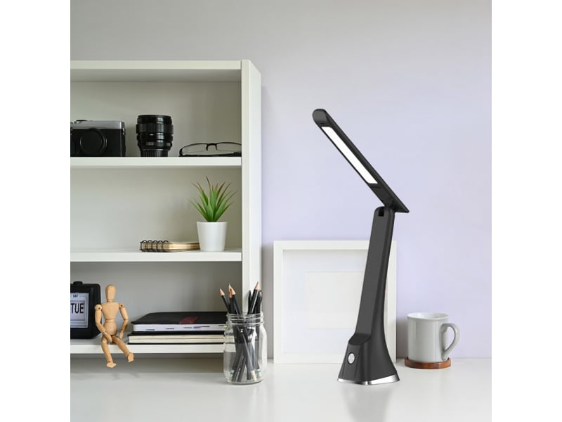  Fabrilamp anhidrita lampe de bureau led noirchrome 5 w 400 lm 4000 k, tactile et pliable 139571009 - Conforama C