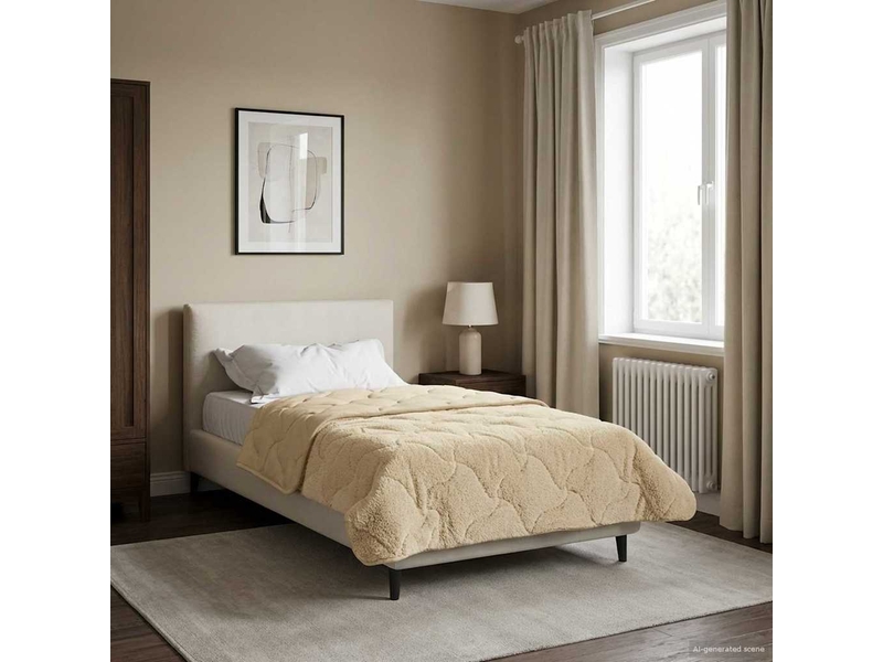  Duvet - couette complet toute l'année matelassé crème 155 x 220 cm  - Conforama D