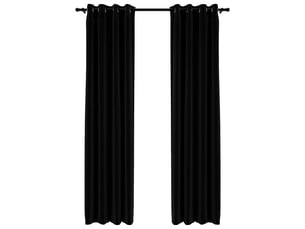 Lot de 2 rideaux occultants, rideaux black-out aspect lin avec œillets noir 140x245cm cf44527