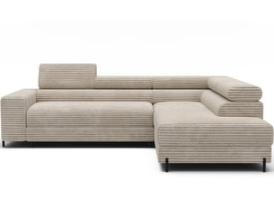 Canapé d'angle droit convertible LES TENDANCES 5 places Polyester Beige