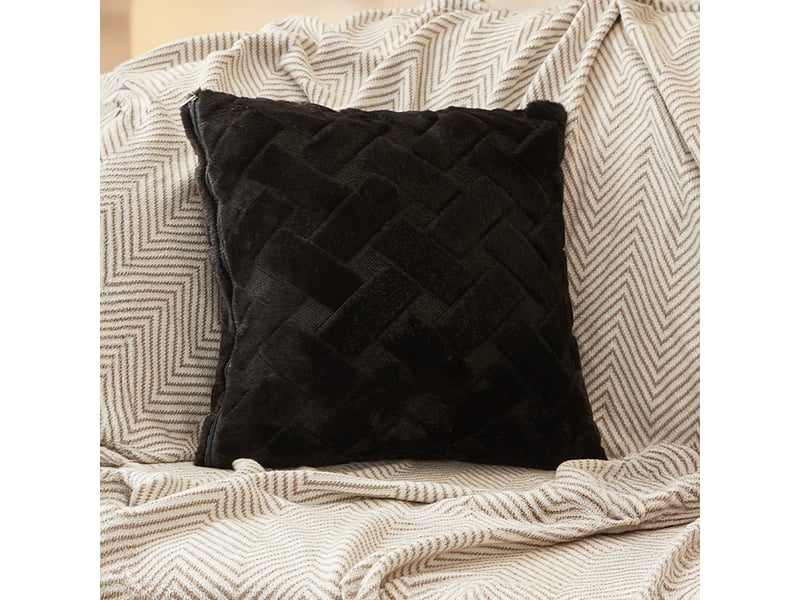  Coussin carré en tissu à motifs noir 43x43 cm  - Conforama D